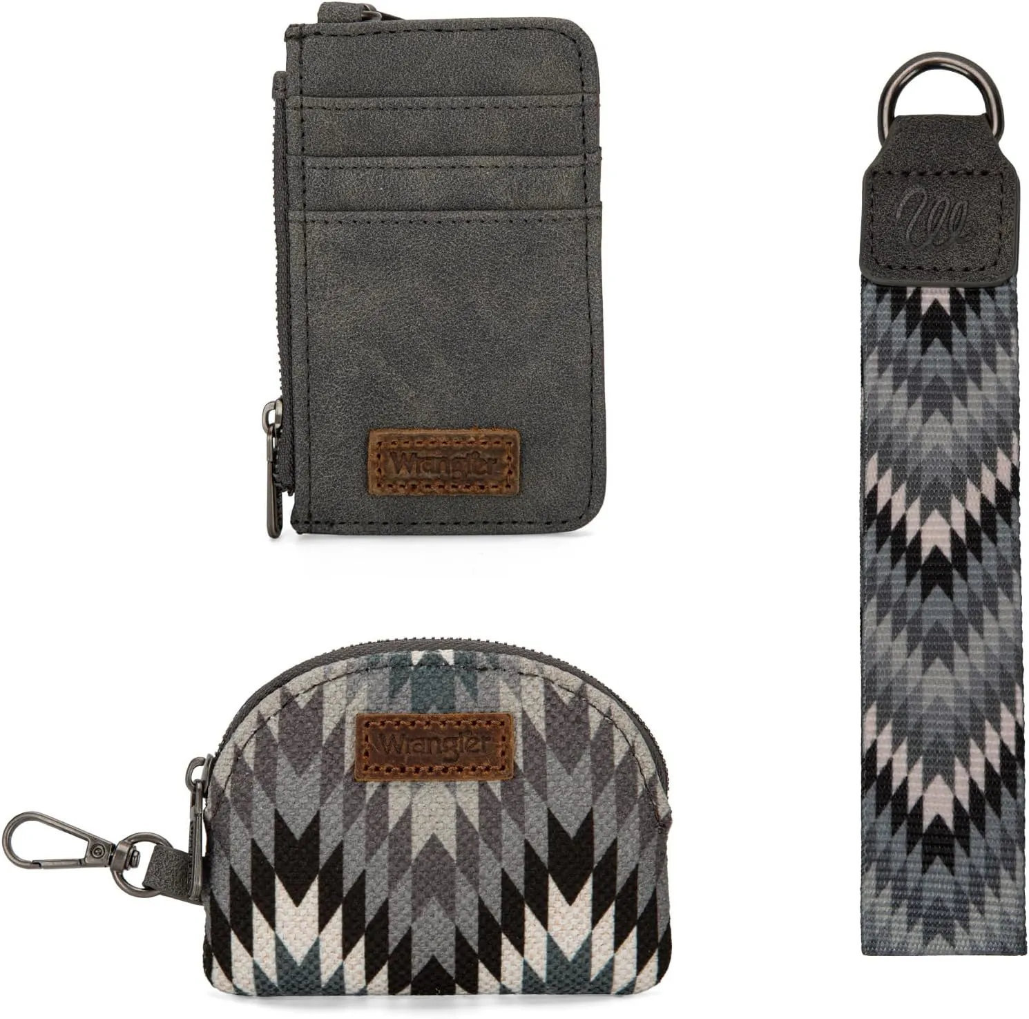 Montana West Wrangler Aztec Keychain Wristlet Wallets for Women Western Dual Pouch Wristlet Credit Card Holder Wallet with Zipper Pocket WG2211-W0051GY