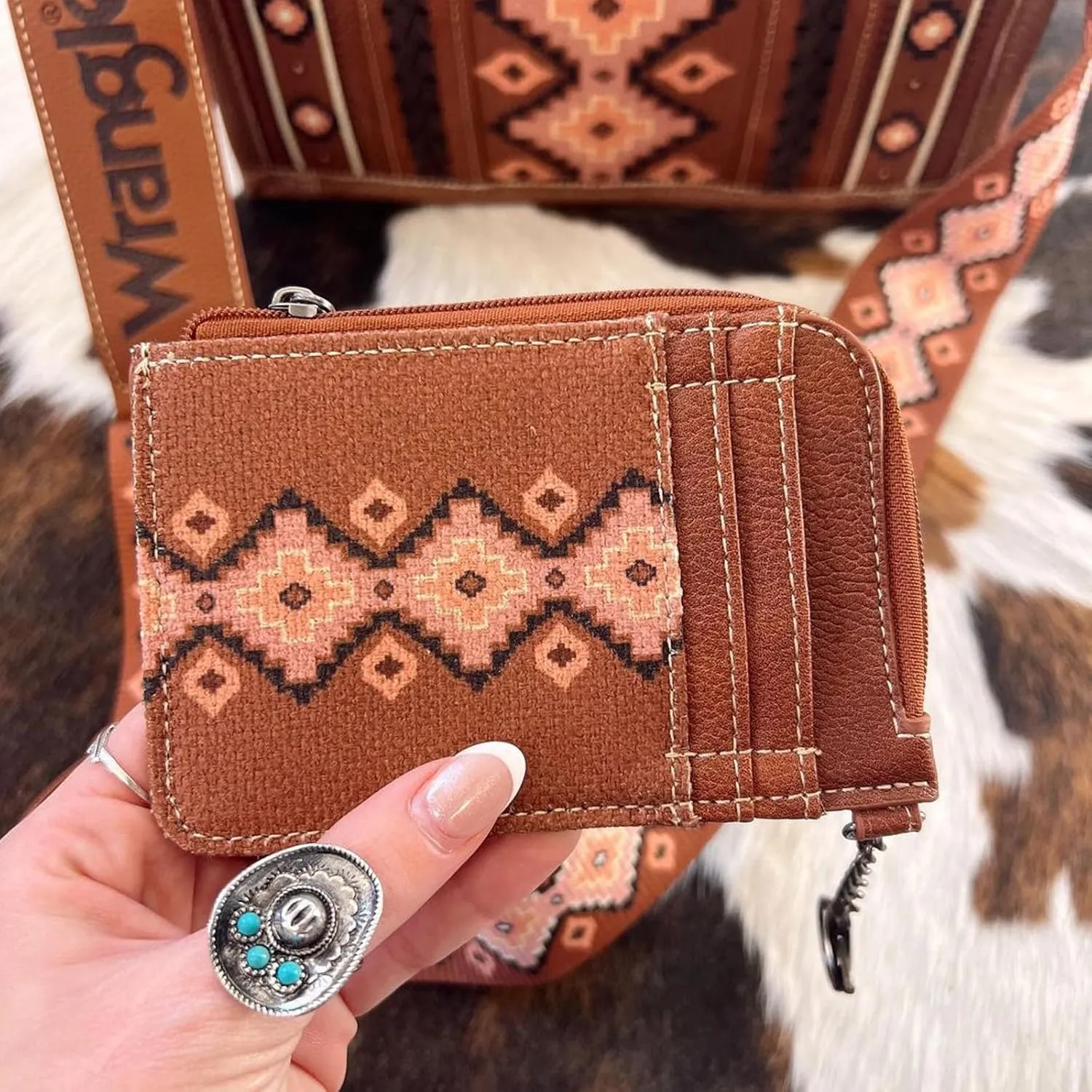 Montana West Wrangler Wallets for Women Boho Aztec Card Holder WG2203-W005DBR