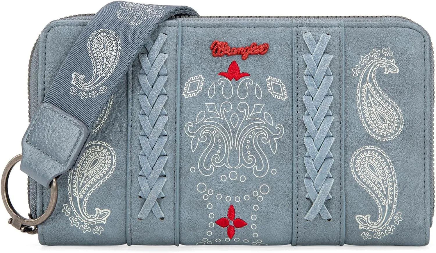Montana West × Wrangler Wristlet Wallet for Women, Bifold Travel Wallet, Designer Rheinstone Shimmer Wallets, Jean