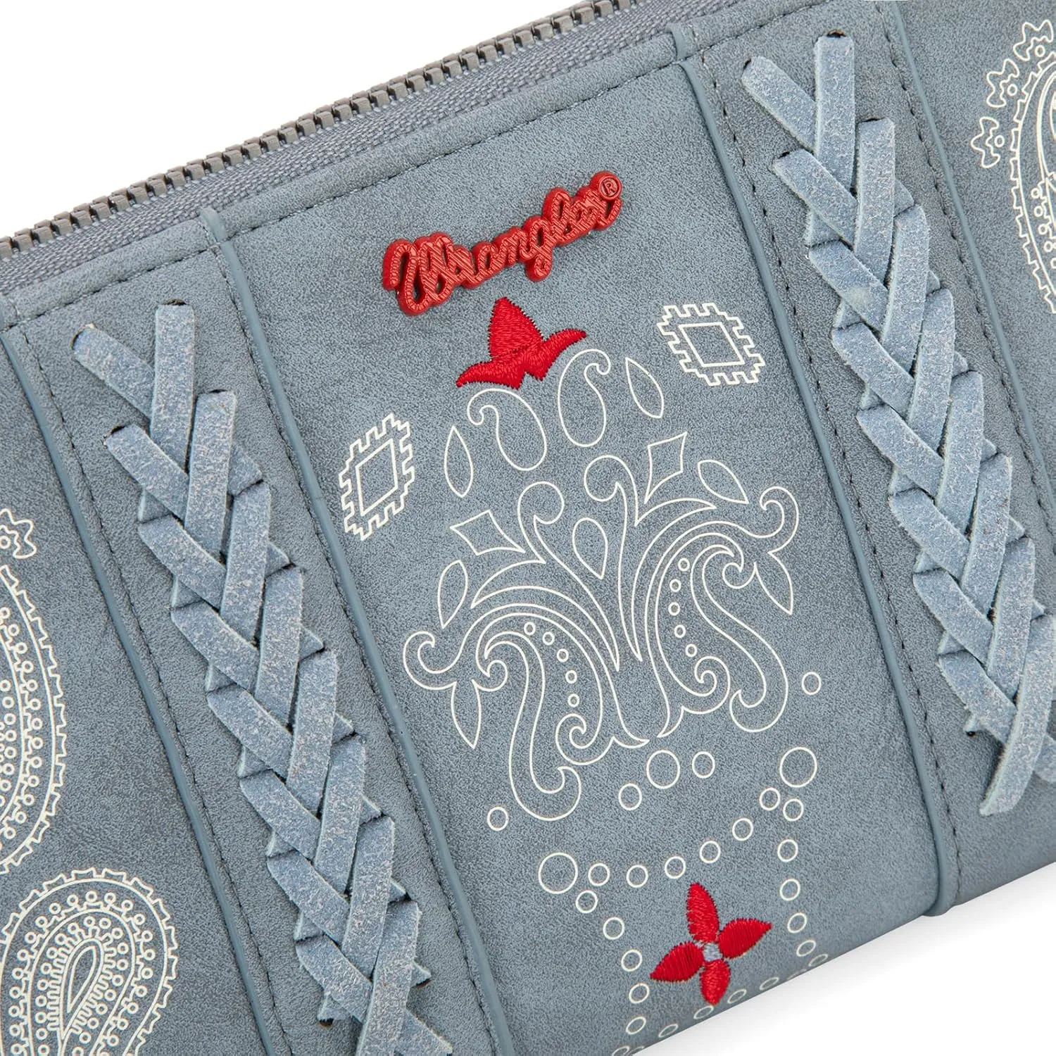 Montana West × Wrangler Wristlet Wallet for Women, Bifold Travel Wallet, Designer Rheinstone Shimmer Wallets, Jean