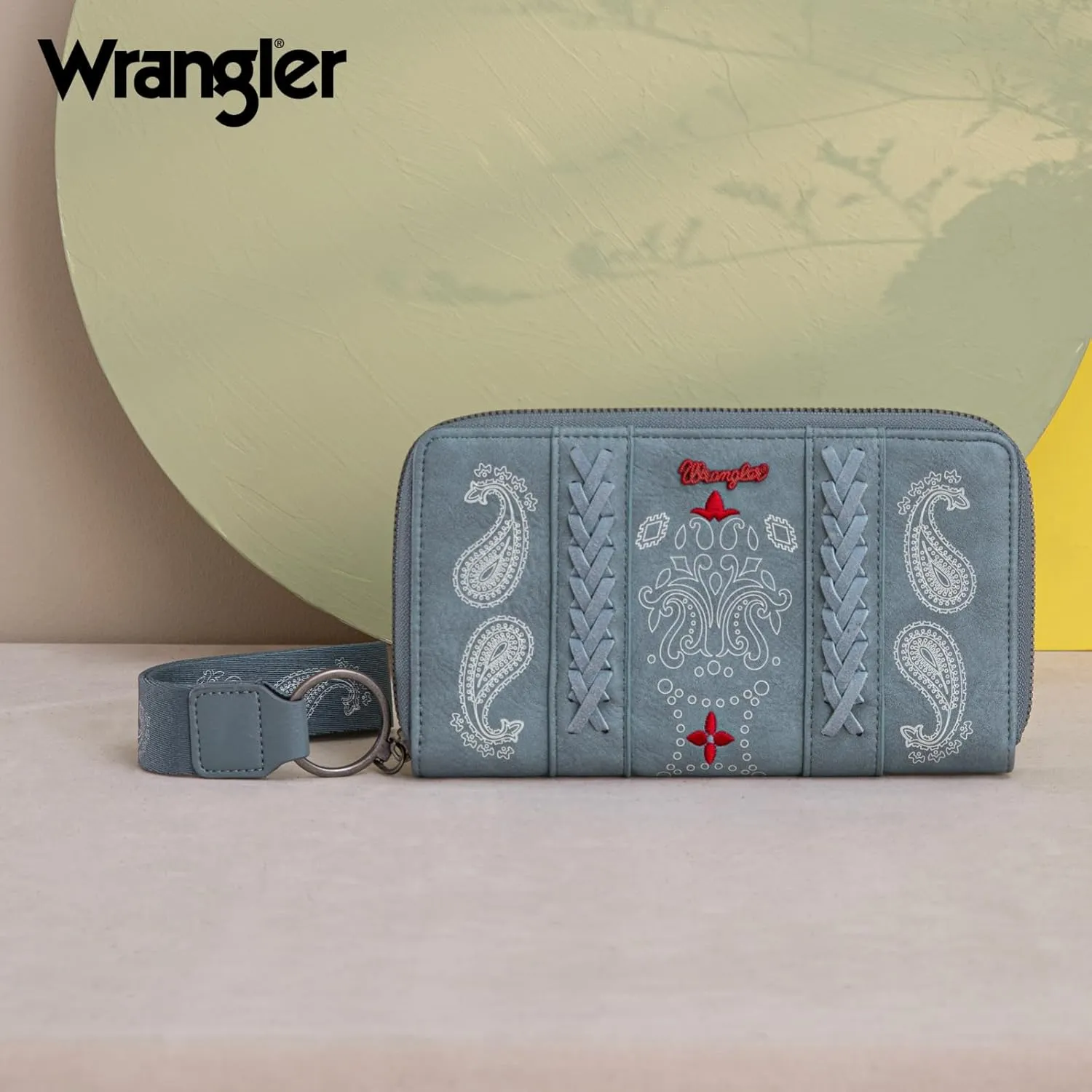 Montana West × Wrangler Wristlet Wallet for Women, Bifold Travel Wallet, Designer Rheinstone Shimmer Wallets, Jean