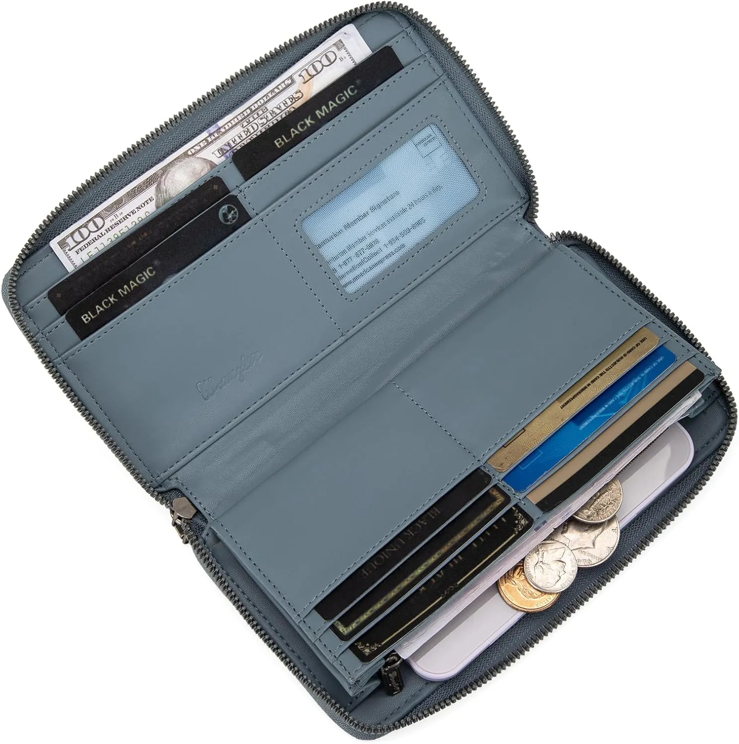 Montana West × Wrangler Wristlet Wallet for Women, Bifold Travel Wallet, Designer Rheinstone Shimmer Wallets, Jean