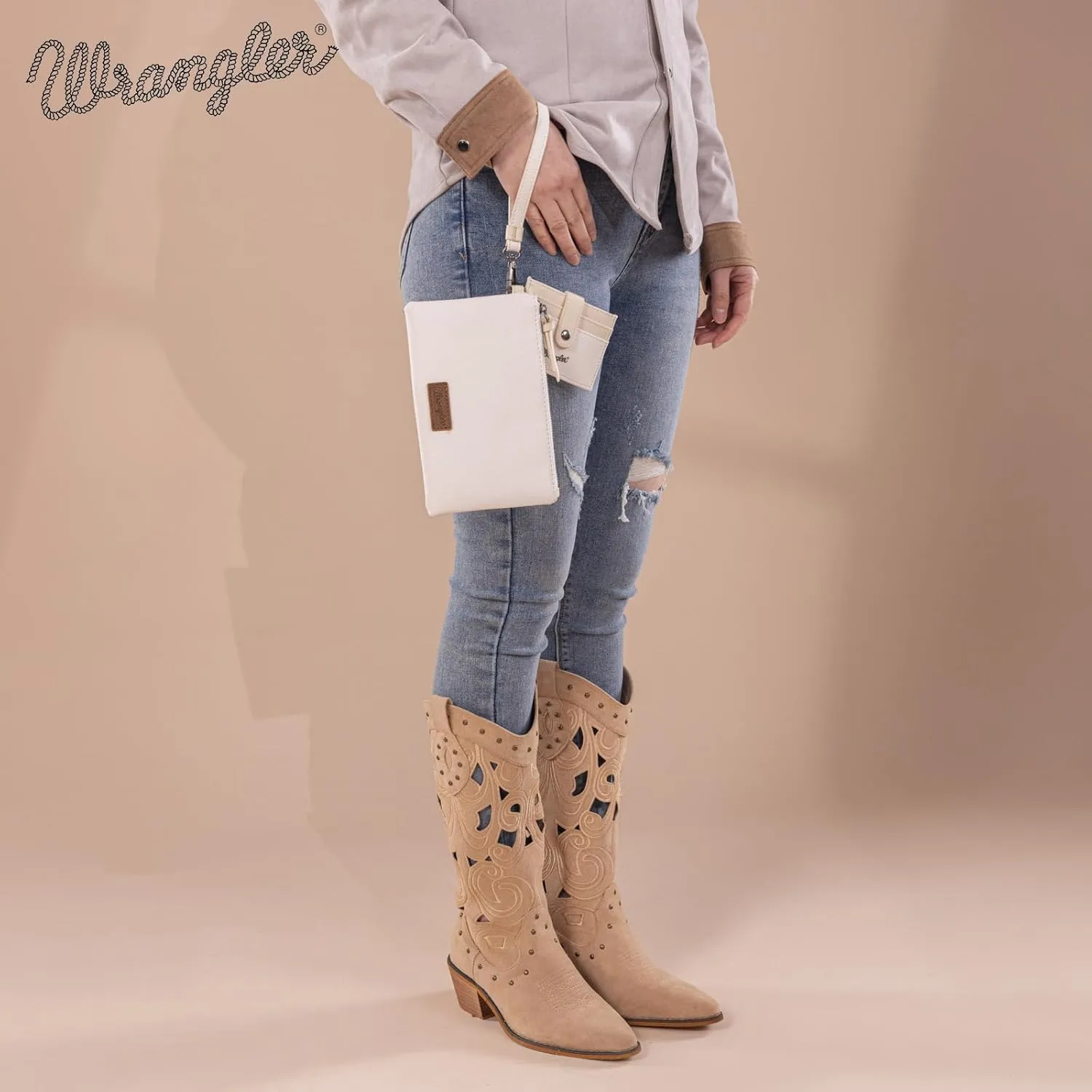 Montana West x Wrangler Keychain Wristlet Wallets for Women Detachable Dual Pouch Wristlet Portable Card Holder for Women