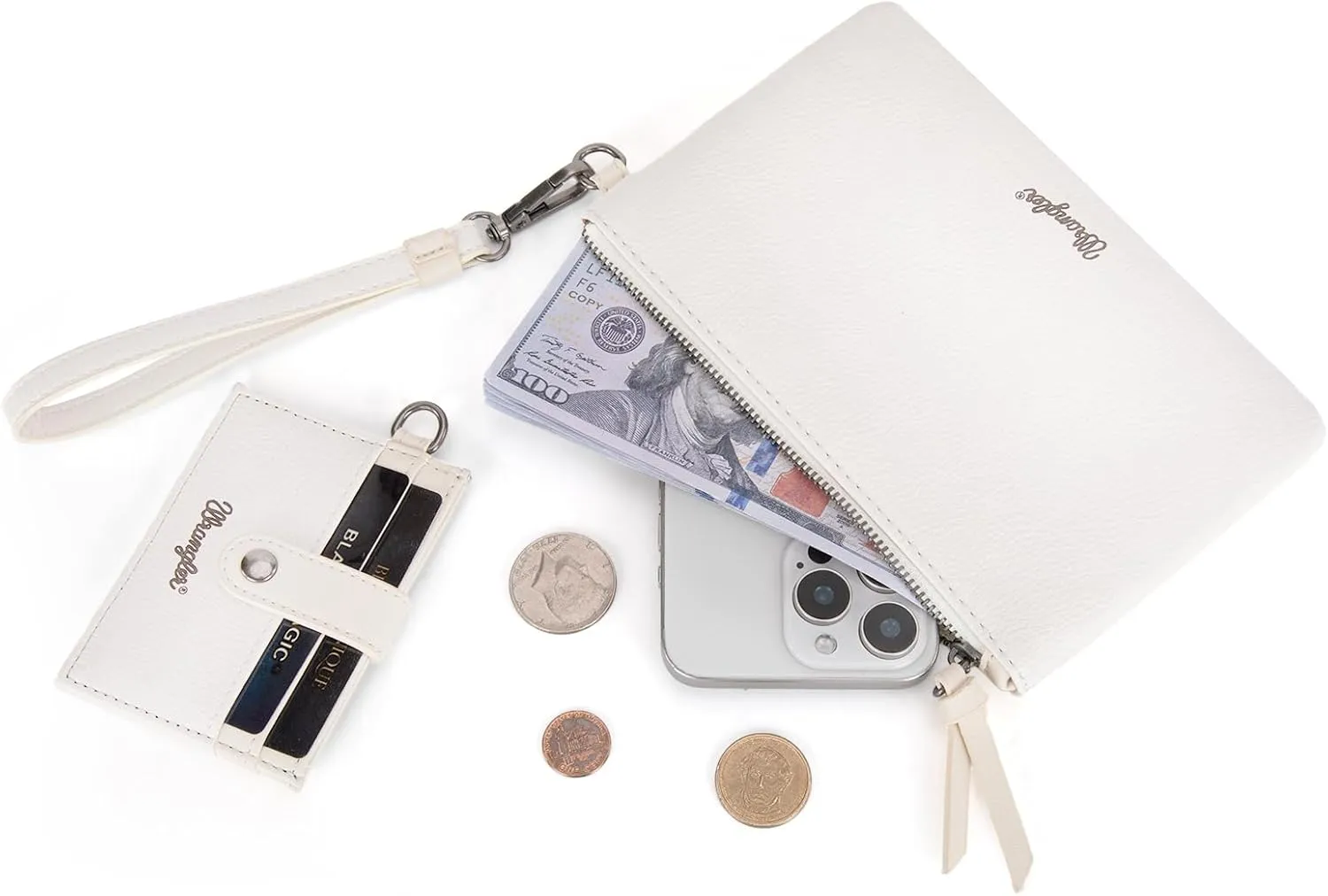 Montana West x Wrangler Keychain Wristlet Wallets for Women Detachable Dual Pouch Wristlet Portable Card Holder for Women