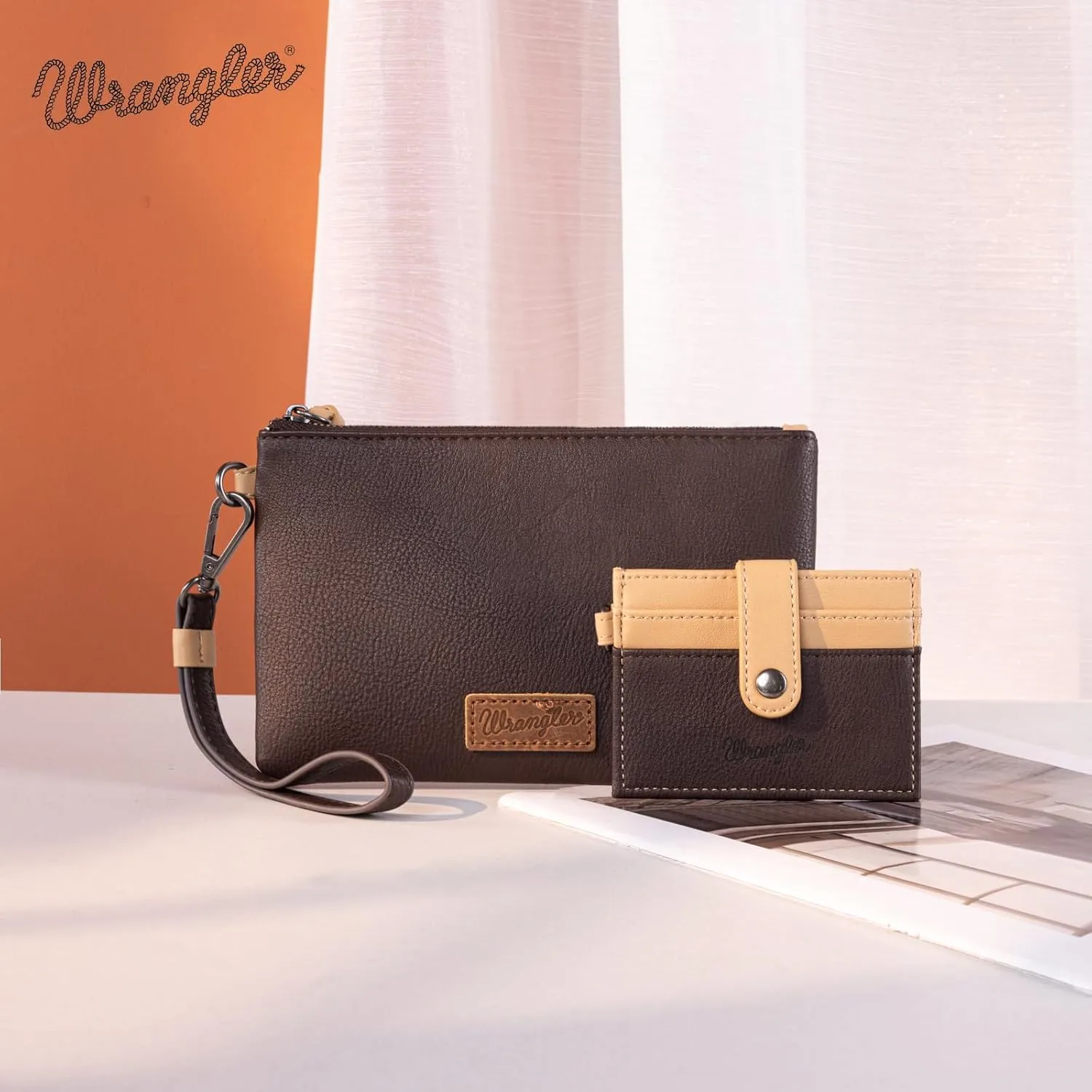 Montana West x Wrangler Keychain Wristlet Wallets for Women Detachable Dual Pouch Wristlet Portable Card Holder for Women