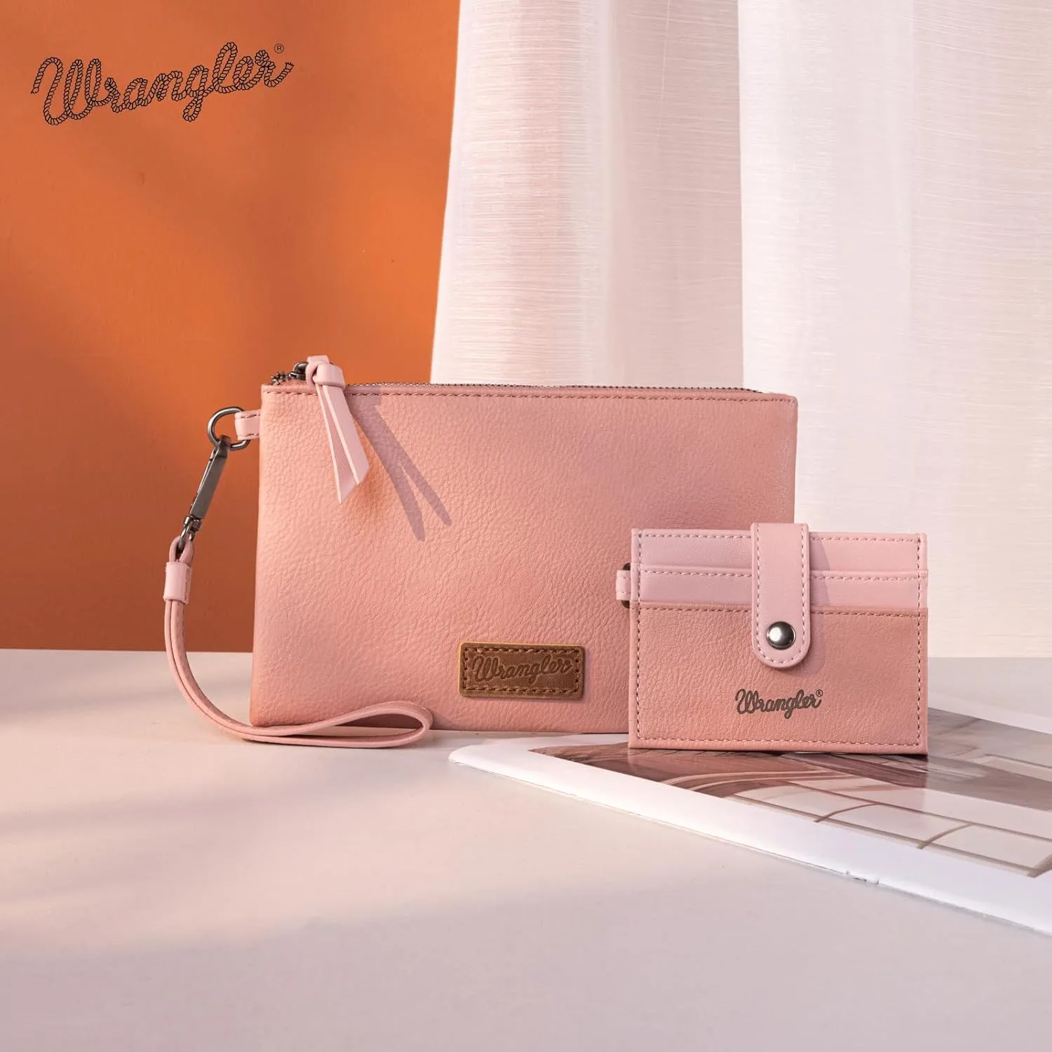Montana West x Wrangler Keychain Wristlet Wallets for Women Detachable Dual Pouch Wristlet Portable Card Holder for Women