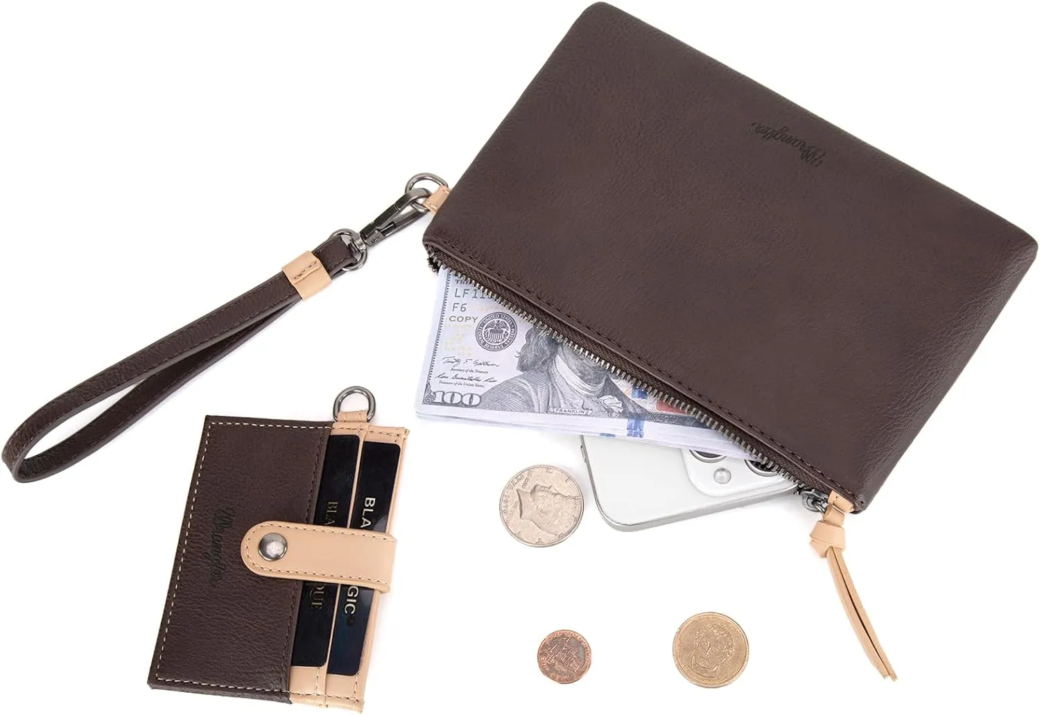 Montana West x Wrangler Keychain Wristlet Wallets for Women Detachable Dual Pouch Wristlet Portable Card Holder for Women