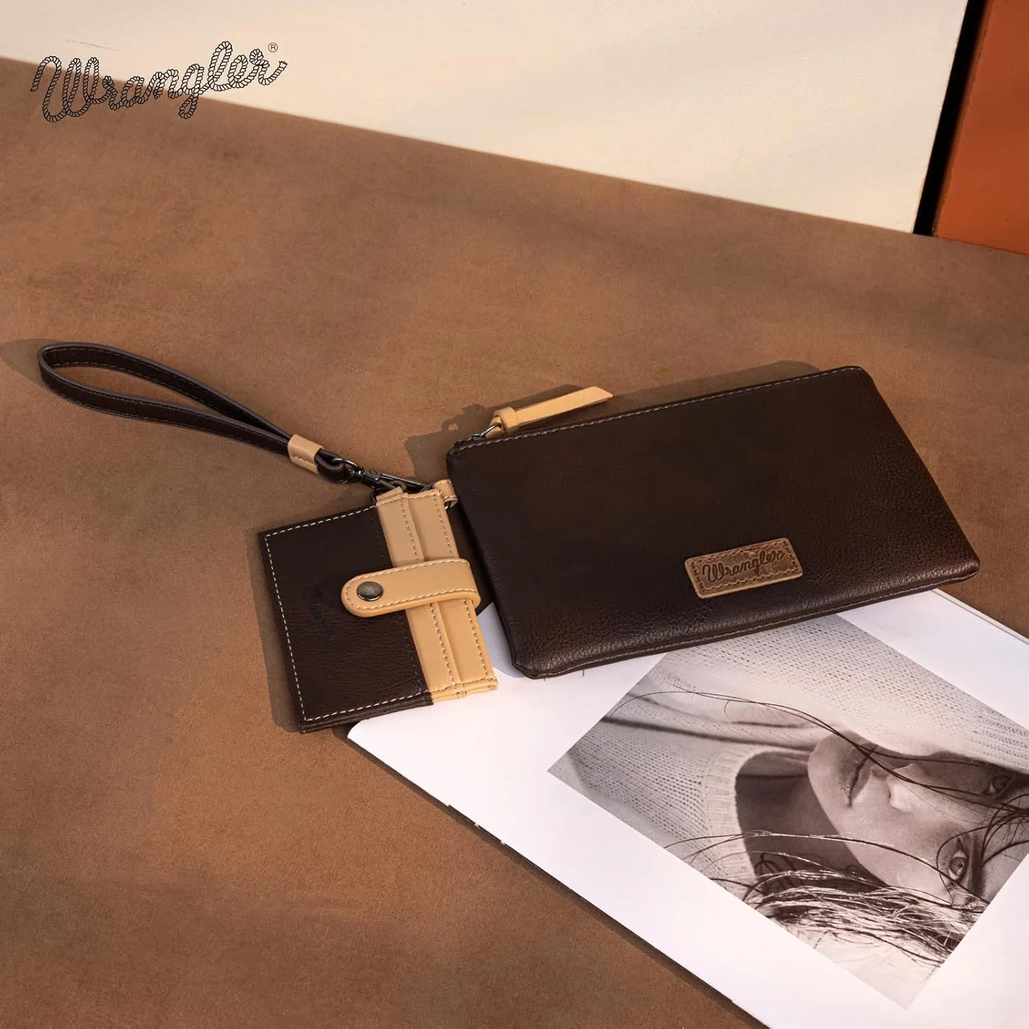 Montana West x Wrangler Keychain Wristlet Wallets for Women Detachable Dual Pouch Wristlet Portable Card Holder for Women
