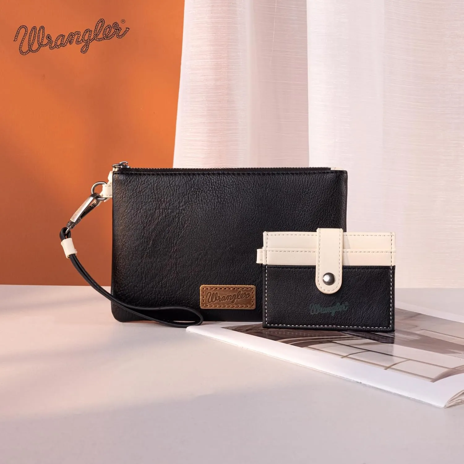 Montana West x Wrangler Keychain Wristlet Wallets for Women Detachable Dual Pouch Wristlet Portable Card Holder for Women