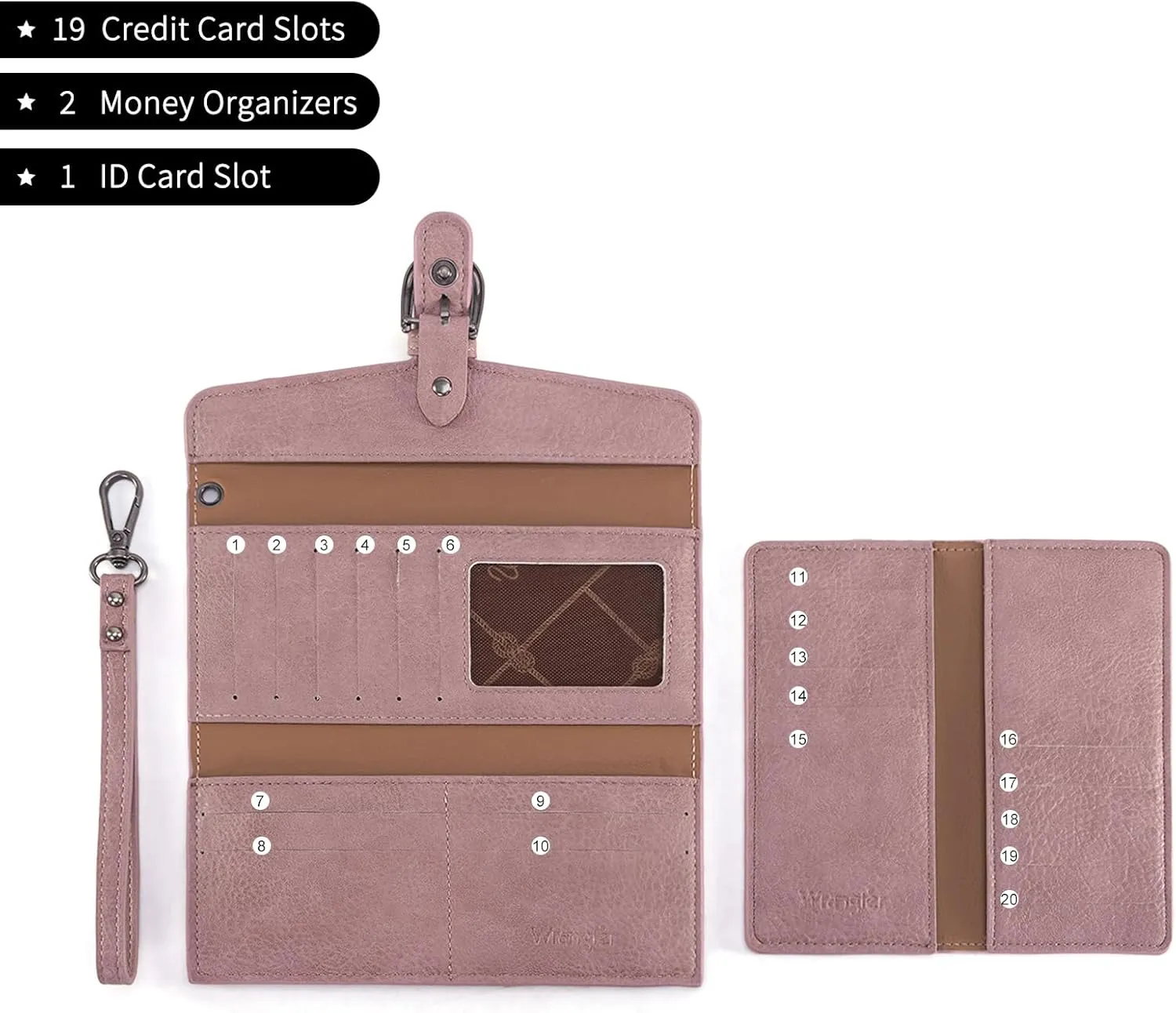 Montana West X Wrangler Womens Wallet Western Wristlet for Women Large Rfid Wallet With Detachable Credit Card Holder