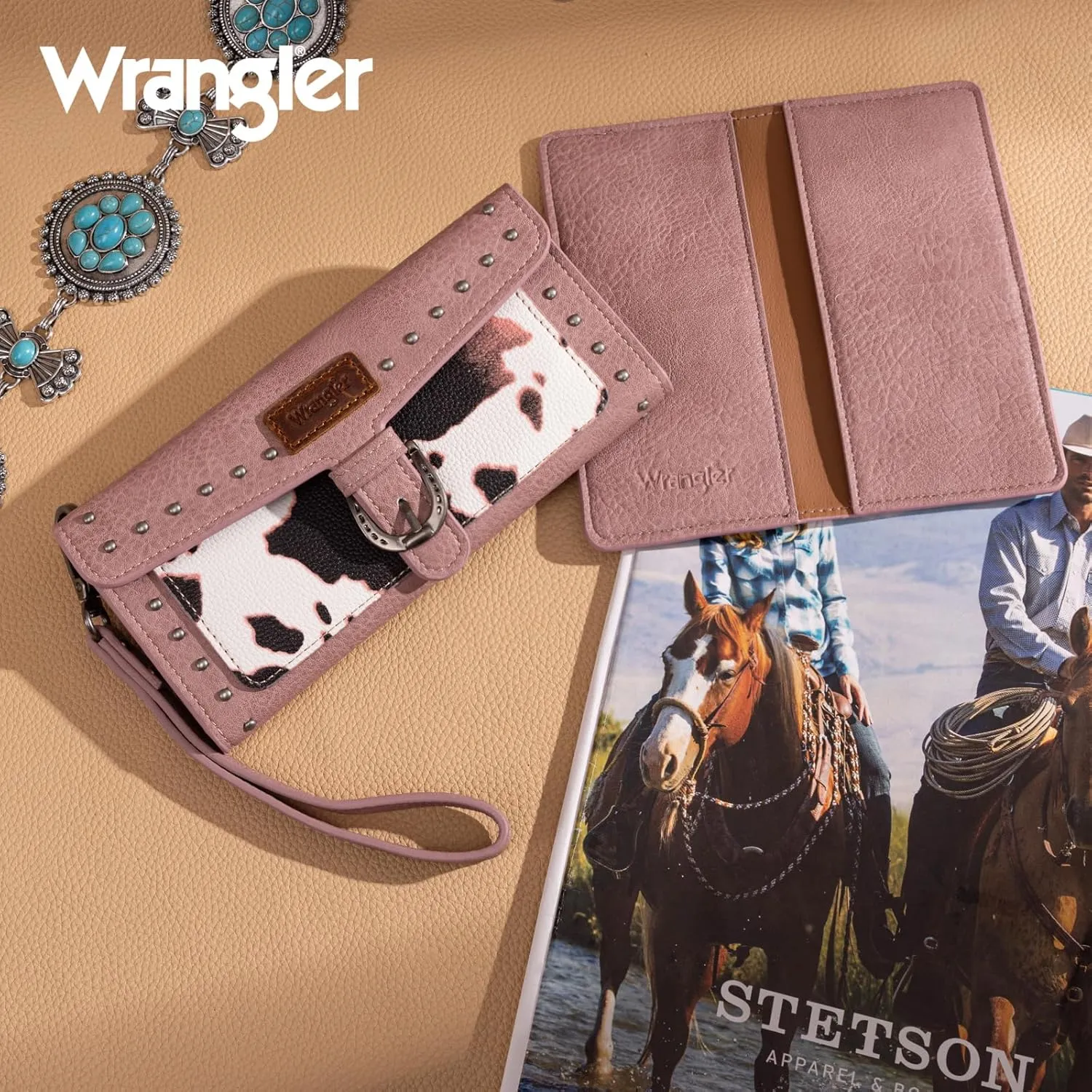 Montana West X Wrangler Womens Wallet Western Wristlet for Women Large Rfid Wallet With Detachable Credit Card Holder