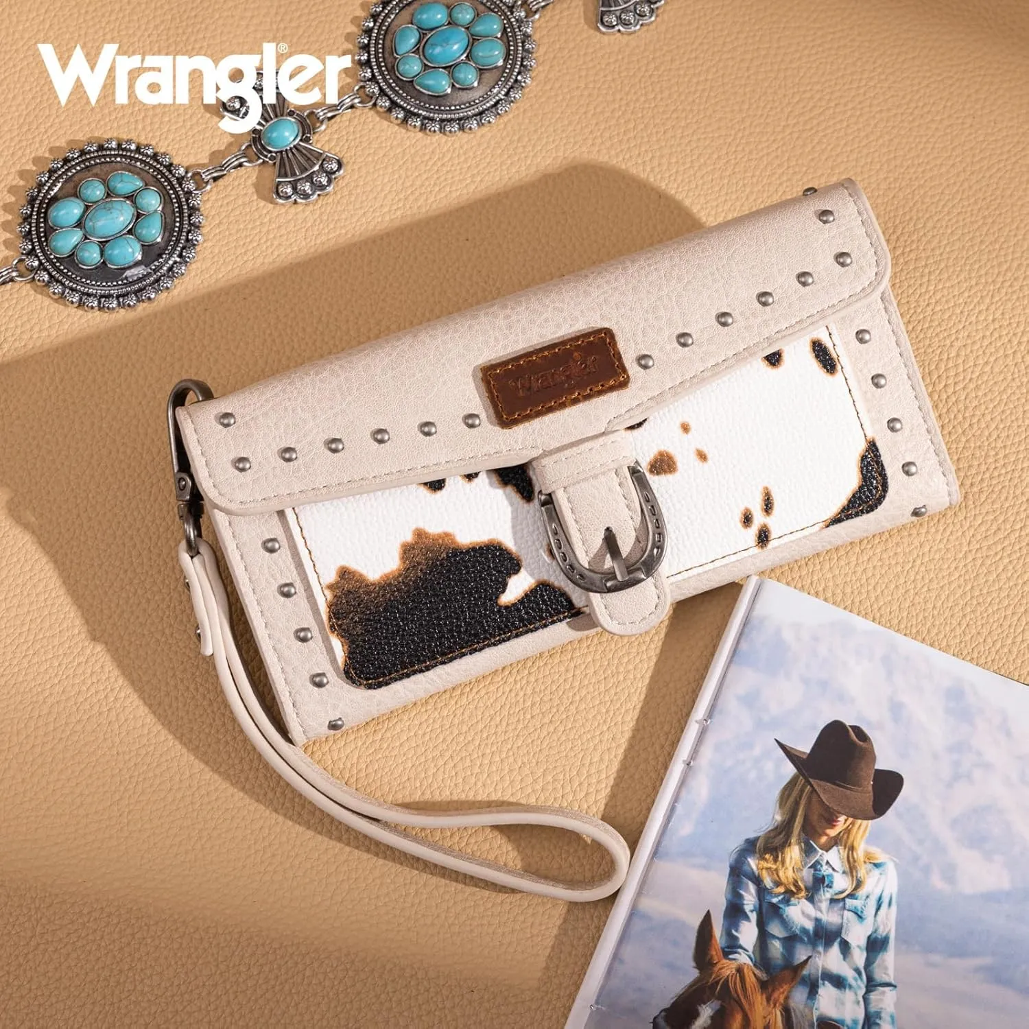 Montana West X Wrangler Womens Wallet Western Wristlet for Women Large Rfid Wallet With Detachable Credit Card Holder