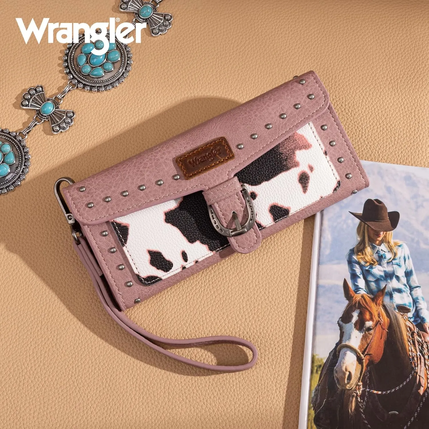 Montana West X Wrangler Womens Wallet Western Wristlet for Women Large Rfid Wallet With Detachable Credit Card Holder