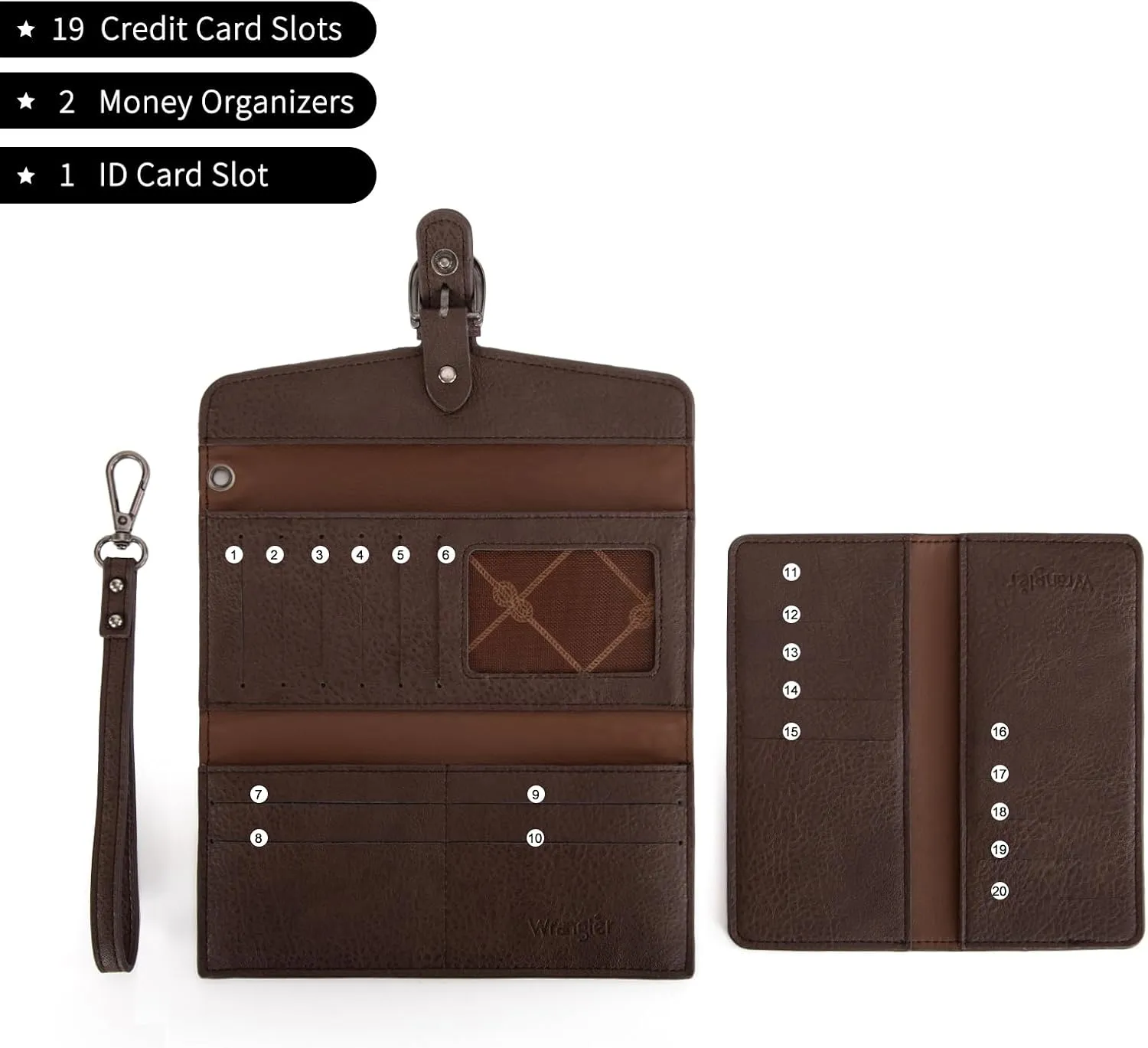 Montana West X Wrangler Womens Wallet Western Wristlet for Women Large Rfid Wallet With Detachable Credit Card Holder