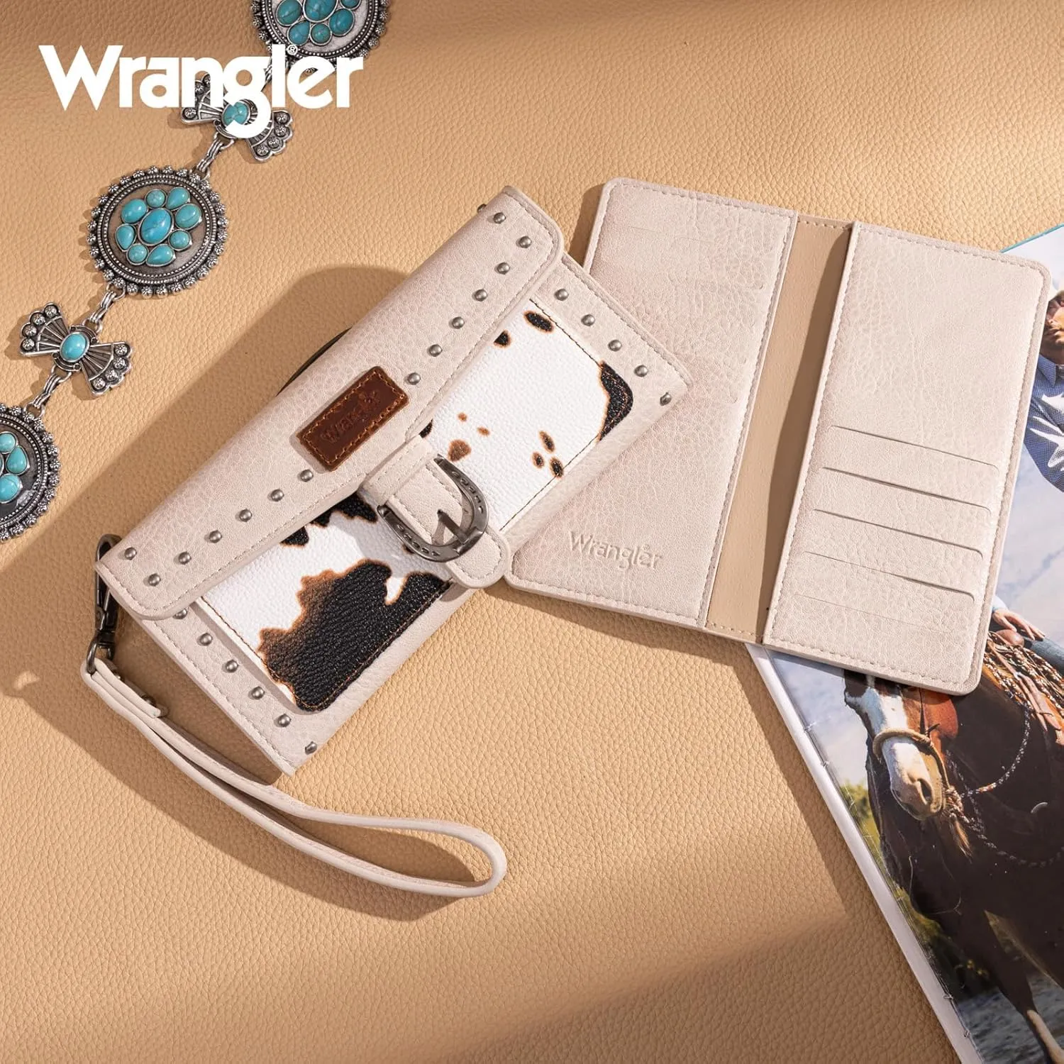 Montana West X Wrangler Womens Wallet Western Wristlet for Women Large Rfid Wallet With Detachable Credit Card Holder