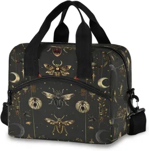 Moon and Insects Lunch Box for Men Women Adults Insulated Lunch Bag Cooler Bag with Adjustable Shoulder Strap for Work Picnic Travel
