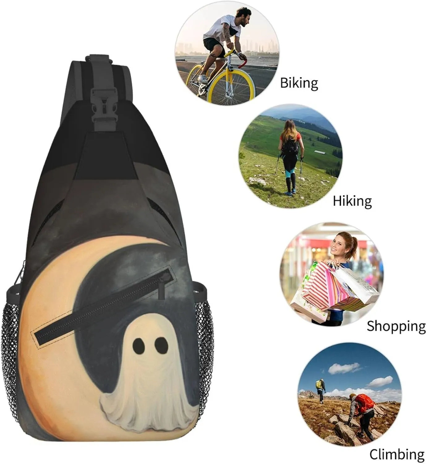 Moon Halloween Sling Bag For Men Crossbody Backpack,Women Shoulder Bag For Travel Sport