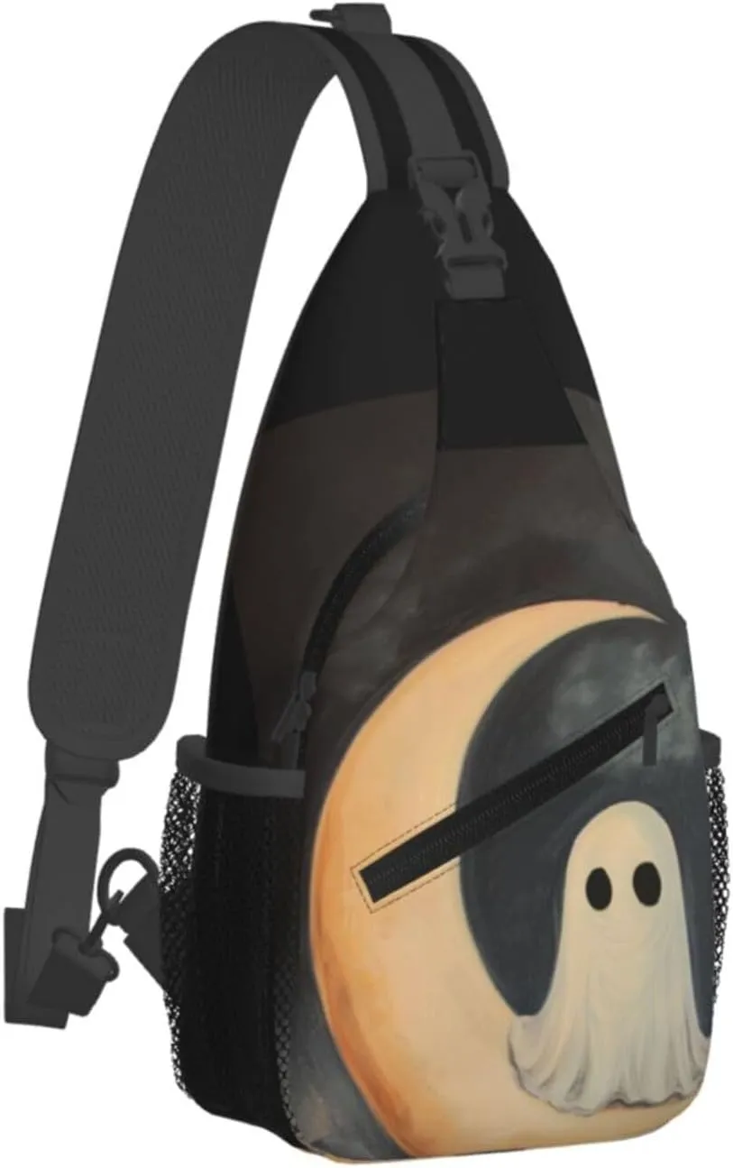 Moon Halloween Sling Bag For Men Crossbody Backpack,Women Shoulder Bag For Travel Sport