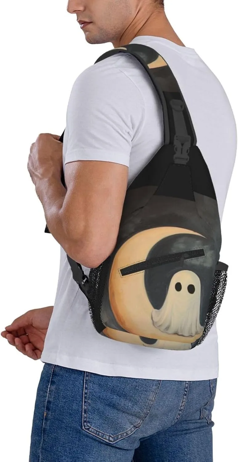 Moon Halloween Sling Bag For Men Crossbody Backpack,Women Shoulder Bag For Travel Sport