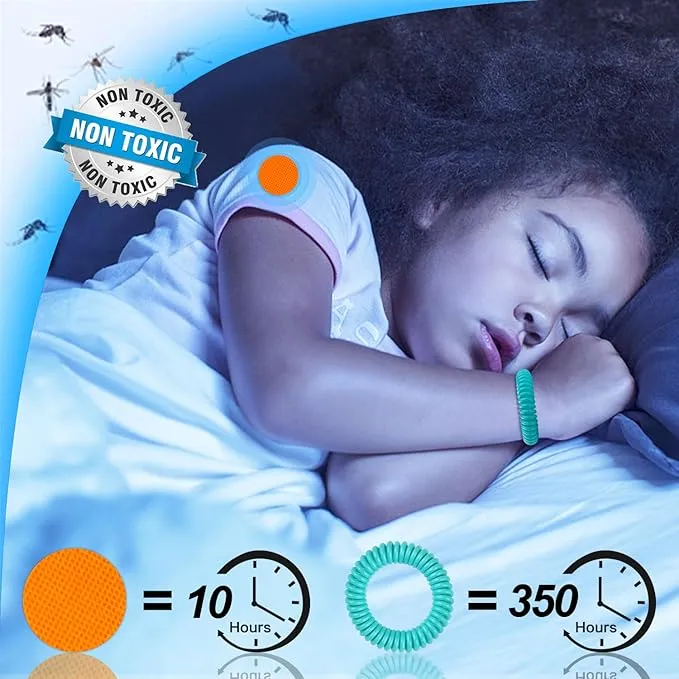 Mosquito Repellent Bracelets 24 Pack, Individually Wrapped Mosquito Repellent Bands with 60 Pcs Mosquito Repellent Stickers Patches, Natural Insect Bug Repellent Wristbands for Kids and Adults