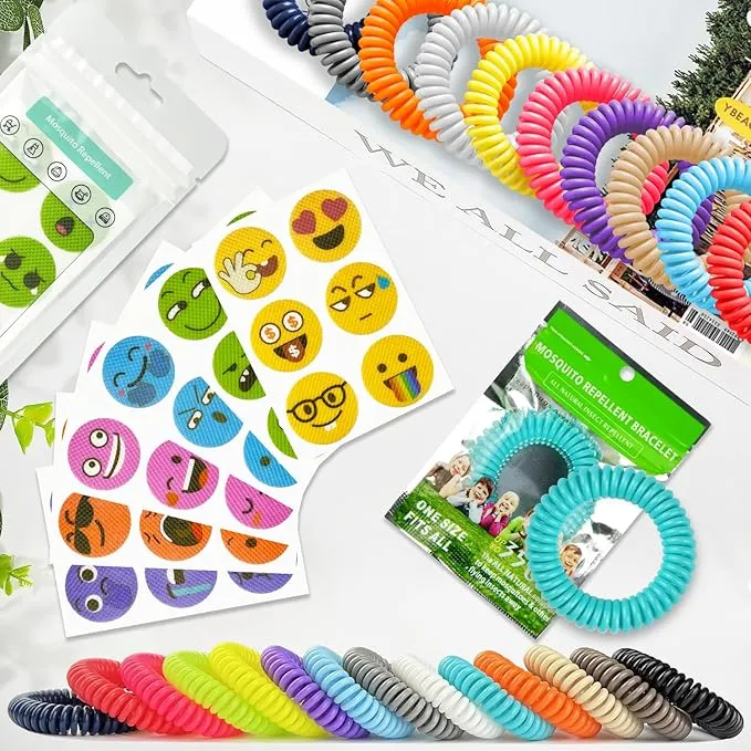 Mosquito Repellent Bracelets 28 Pack, Individually Wrapped Mosquito Repellent Bands with 36 Pcs Mosquito Repellent Stickers Patches, Natural Insect Bug Repellent Wristbands for Kids and Adults