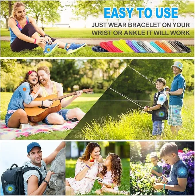 Mosquito Repellent Bracelets 28 Pack, Individually Wrapped Mosquito Repellent Bands with 36 Pcs Mosquito Repellent Stickers Patches, Natural Insect Bug Repellent Wristbands for Kids and Adults