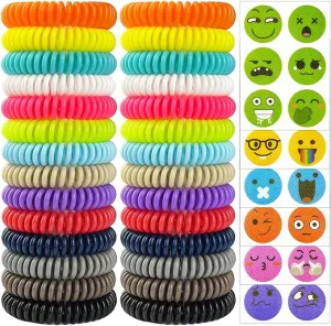 Mosquito Repellent Bracelets 28 Pack, Individually Wrapped Mosquito Repellent Bands with 36 Pcs Mosquito Repellent Stickers Patches, Natural Insect Bug Repellent Wristbands for Kids and Adults