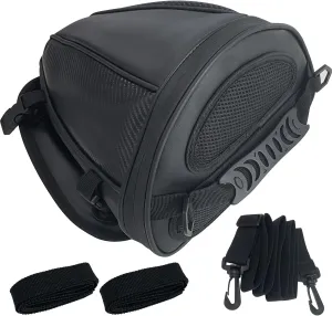 Motorcycle Tail Bag Waterproof Rear Seat Storage Saddle Bag Motorbike Tank Bag with Shoulder Strap, Black