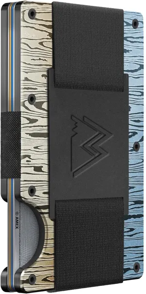 Mountain Voyage Co Minimalist Cash Strap - Slim RFID Blocking Wallet for Men & Women - Scratch Resistant, Credit Card Holder, Easily Removable Money & Cards, Aluminium Wallet (Damascus Alloy)