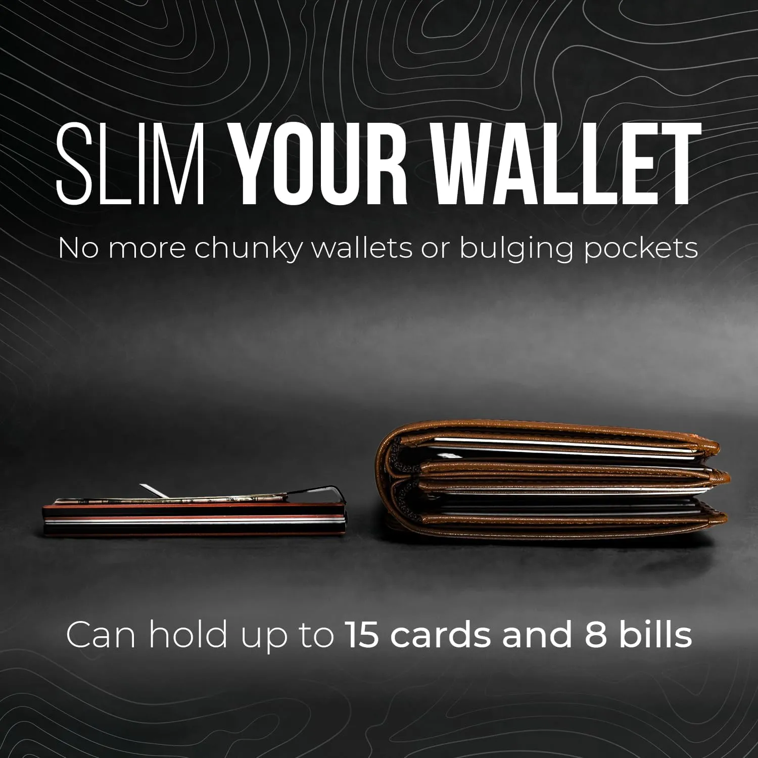 Mountain Voyage Co Minimalist Wallet for Men & Women - Slim RFID, Scratch Resistant, Credit Card Holder & Money Clip, Easily Removable Money & Cards, (Forged Damascus Alloy)