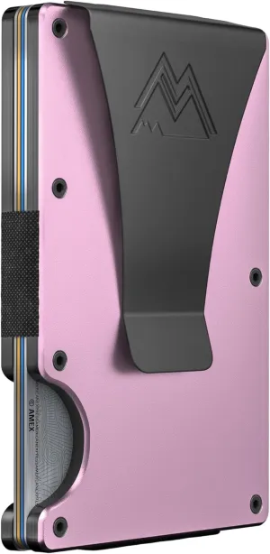 Mountain Voyage Co Minimalist Wallet for Men & Women - Slim RFID Wallet, Scratch Resistant, Credit Card Holder & Money Clip, Easily Removable Money & Cards, (Electric Pink)