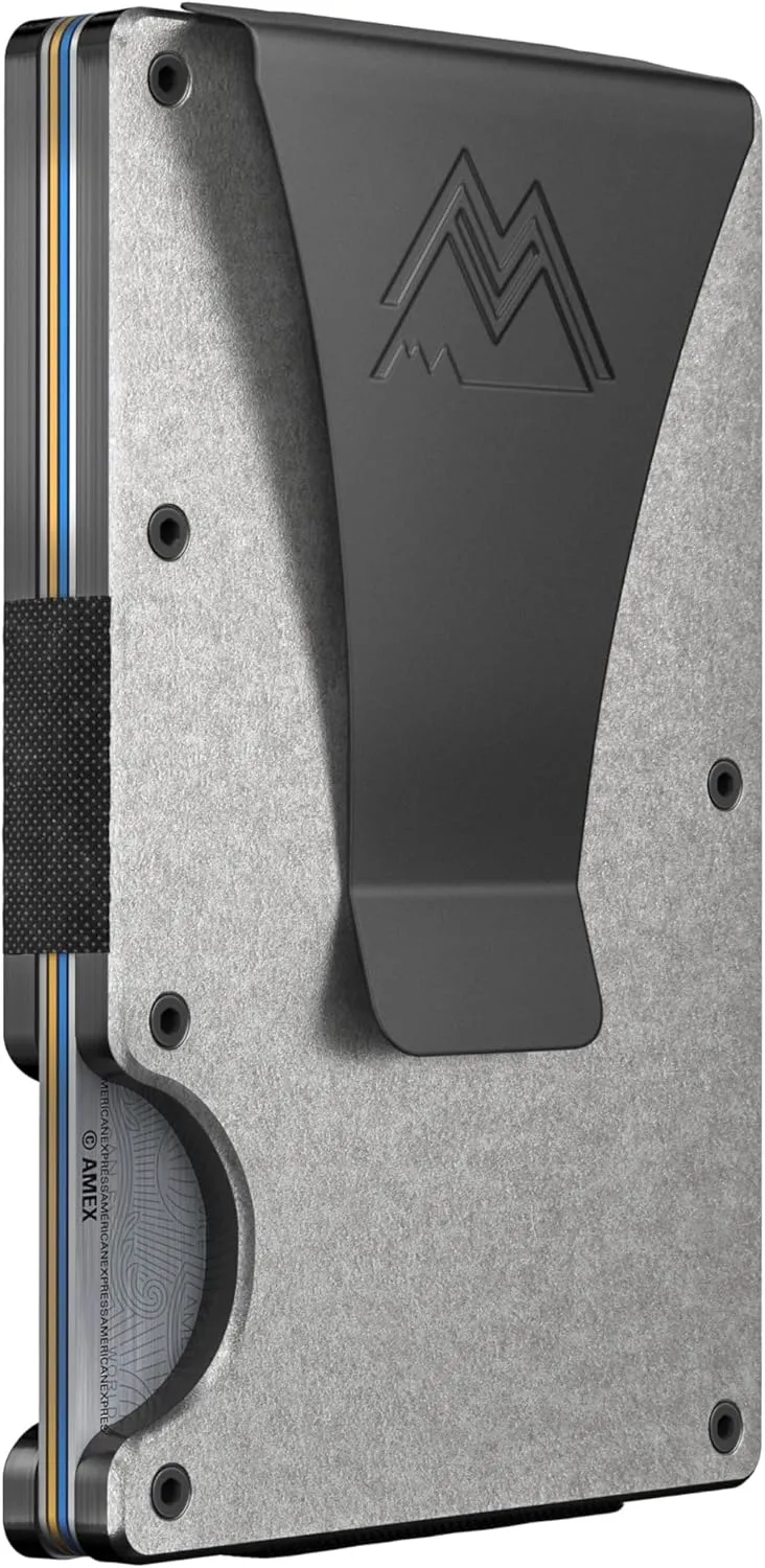 Mountain Voyage Co Minimalist Wallet for Men & Women - Slim RFID Wallet, Scratch Resistant, Credit Card Holder & Money Clip, Easily Removable Money & Cards, (Tumbled Titanium)