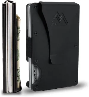 Mountain Voyage Co Minimalist Wallet for Men - Slim RFID I Scratch Resistant, Matte Black Credit Card Holder & Money Clip, Easily Removable Money & Cards, Mens Wallets