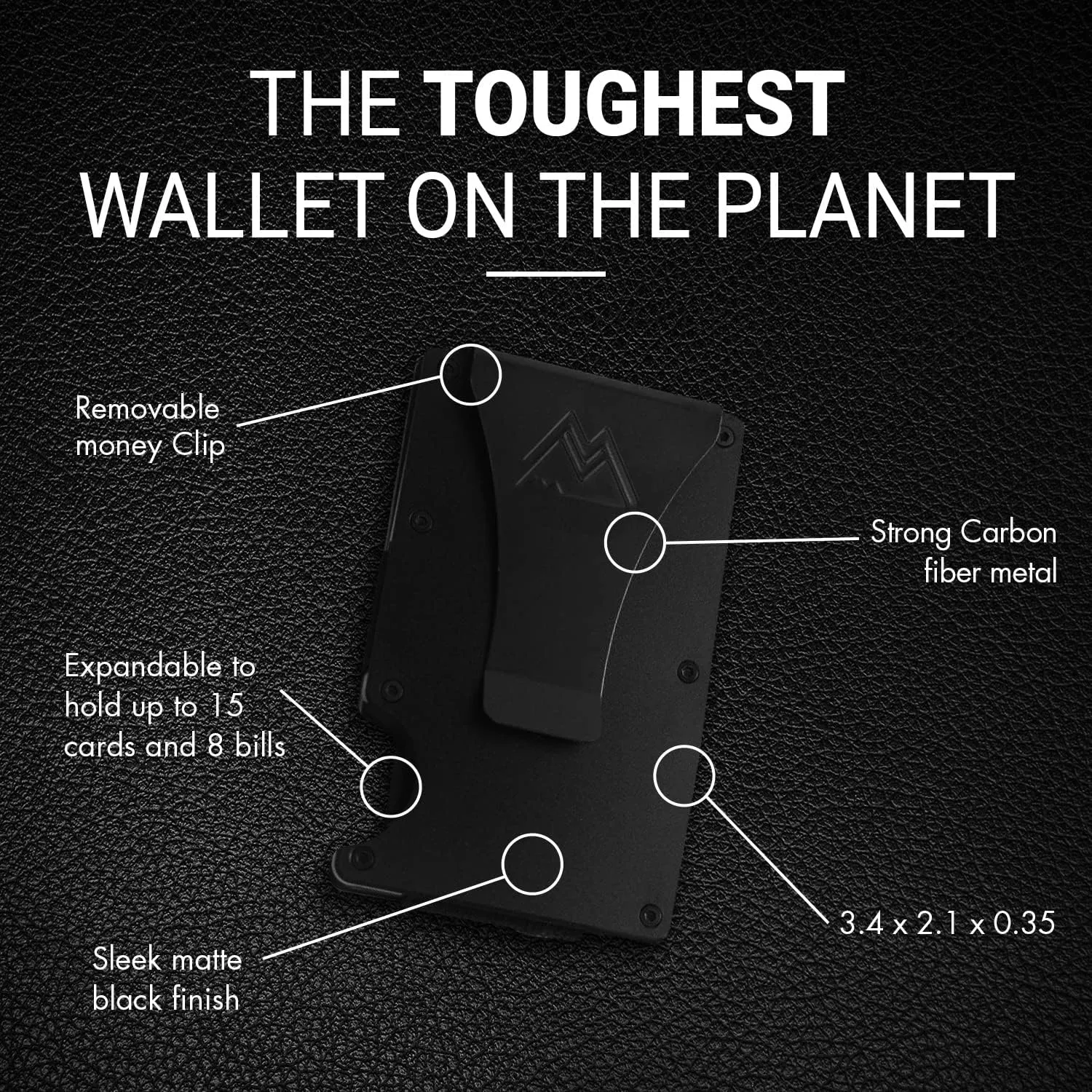 Mountain Voyage Co Minimalist Wallet for Men - Slim RFID I Scratch Resistant, Matte Black Credit Card Holder & Money Clip, Easily Removable Money & Cards, Mens Wallets