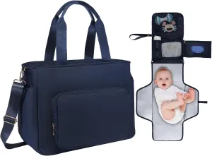 Multifunction Diaper Bag Tote with Portable Changing Pad Breast Pump Bag with 15 Inch Laptop Sleeve Work Bag