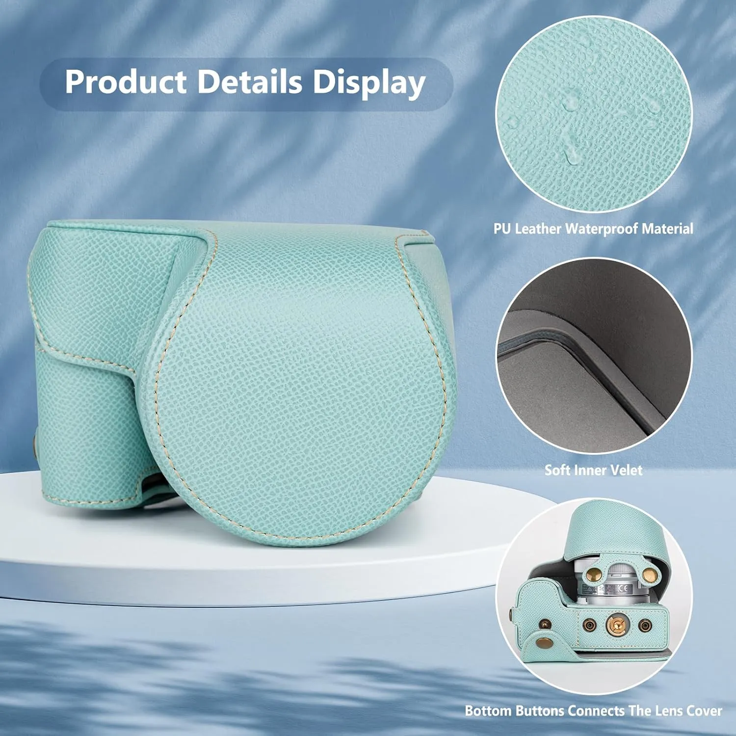 MUZIRI KINOKOO Camera Case for Sony ZV-E10 II, PU Leather Protective Case for Sony Alpha ZV-E10 II/ZVE10 II Camera with 16-50mm Lens - Removable Case with Shoulder Strap & Storage Pocket - Blue