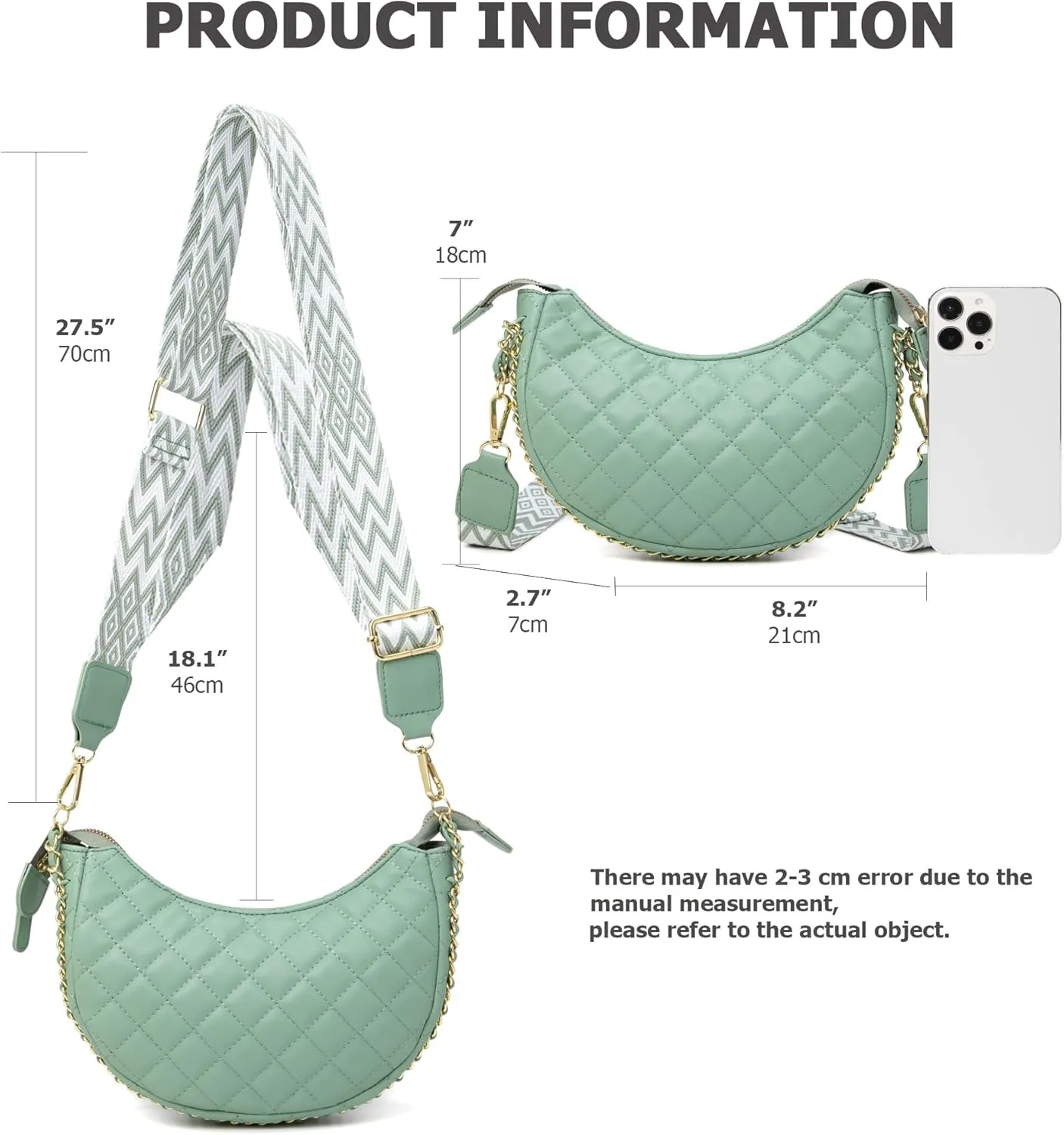 myfriday Leather Crossbody Hobo Bag for Women Lightweight Crescent Travel Sling Shoulder Bag with Removable Strap