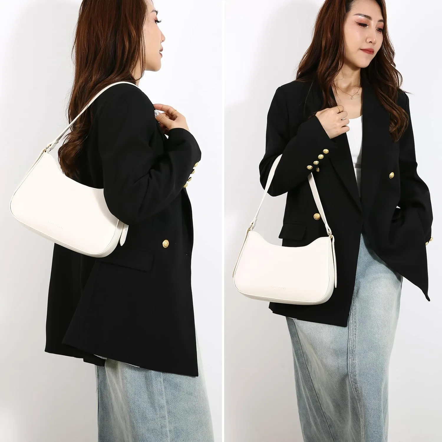 MYHOZEE Small Shoulder Bags for Women Leather Clutch Purse Tote Handbags Cute Hobo Zipper Closure