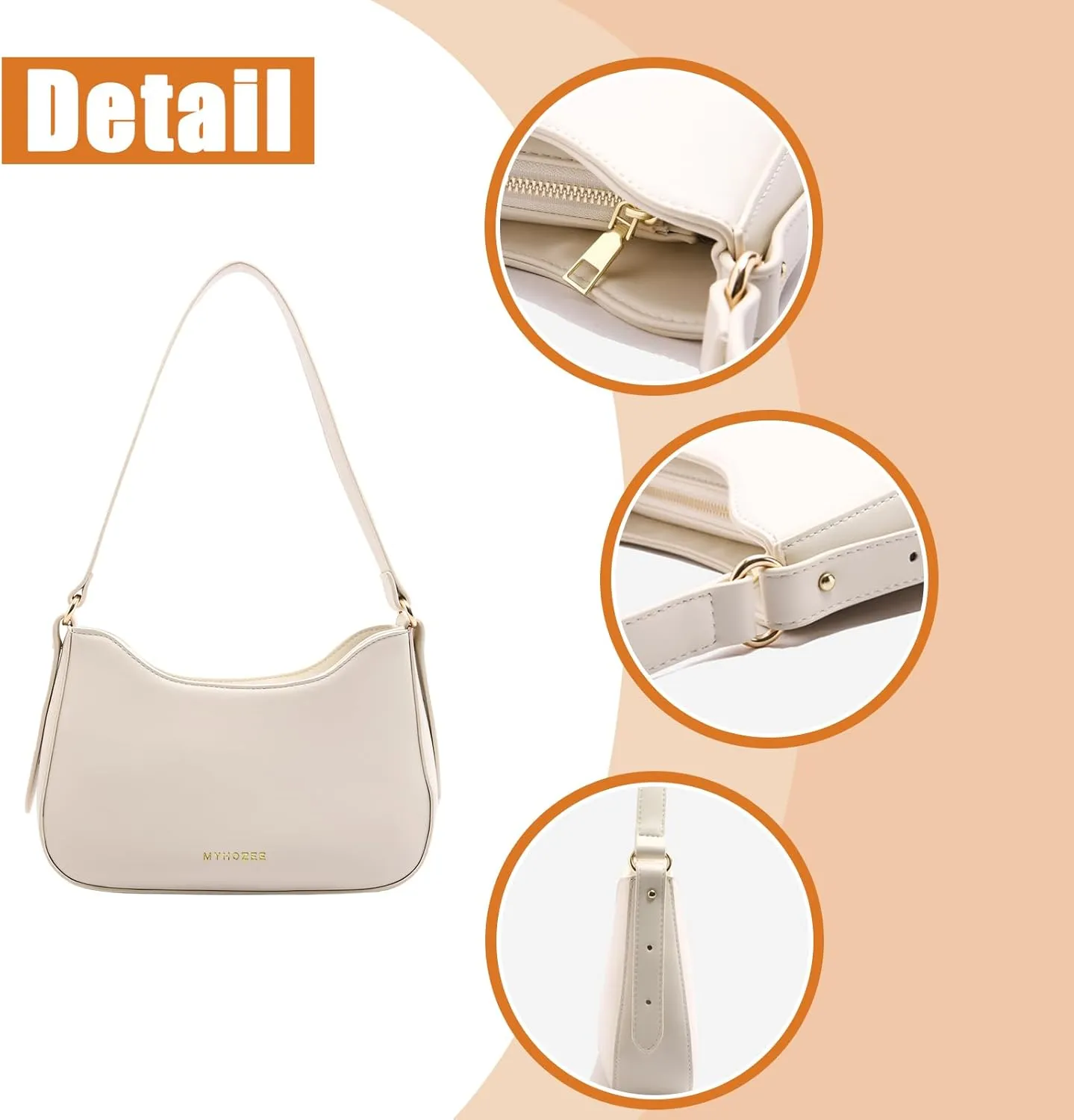 MYHOZEE Small Shoulder Bags for Women Leather Clutch Purse Tote Handbags Cute Hobo Zipper Closure