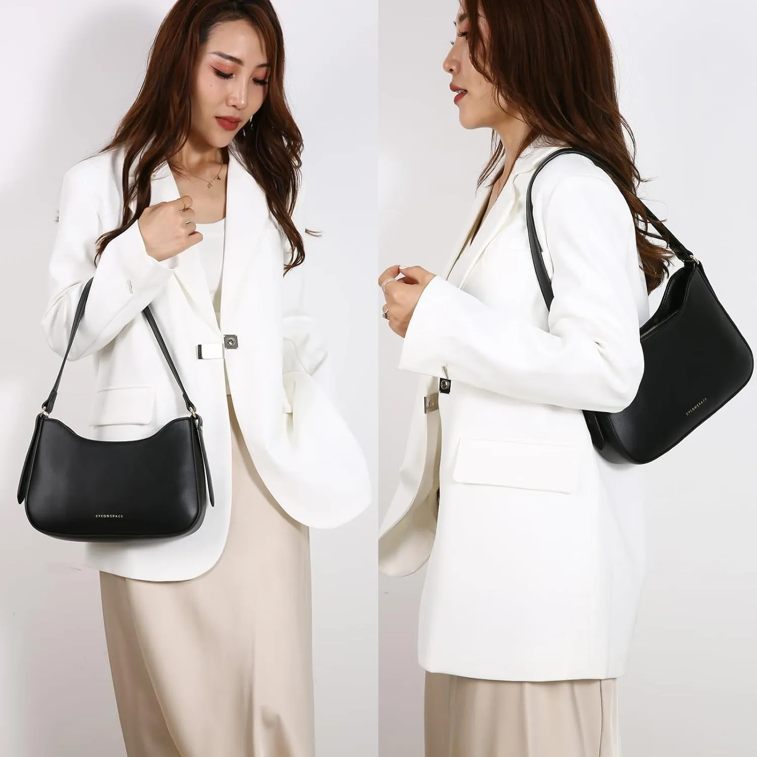 MYHOZEE Small Shoulder Bags for Women Leather Clutch Purse Tote Handbags Cute Hobo Zipper Closure