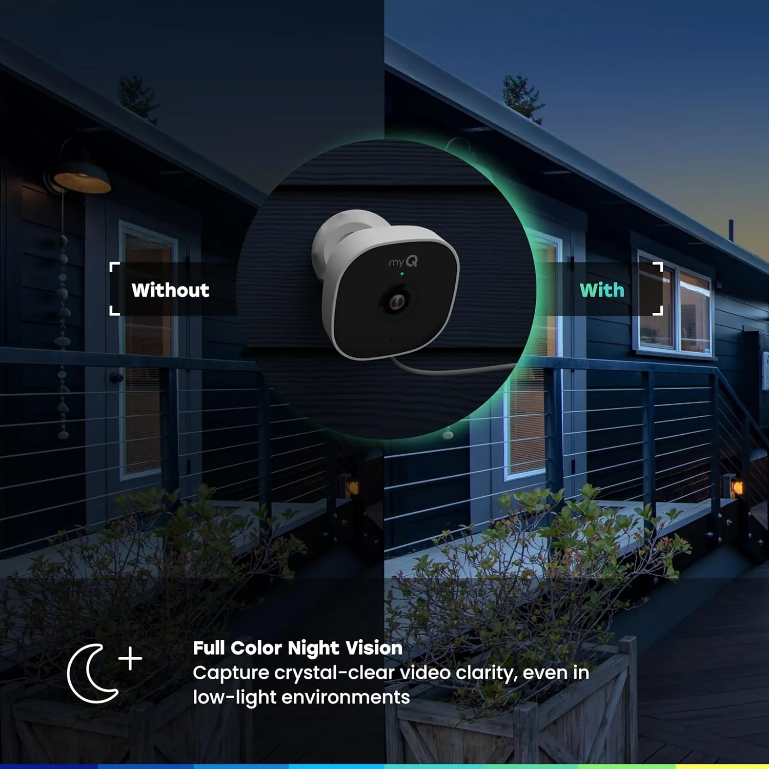 myQ Smart Outdoor Wired Camera - 1080p HD Video, Color Night Vision, Smart Lock & Garage Integration, Motion Detection, Wi-Fi, Two-Way Audio, Smartphone Control