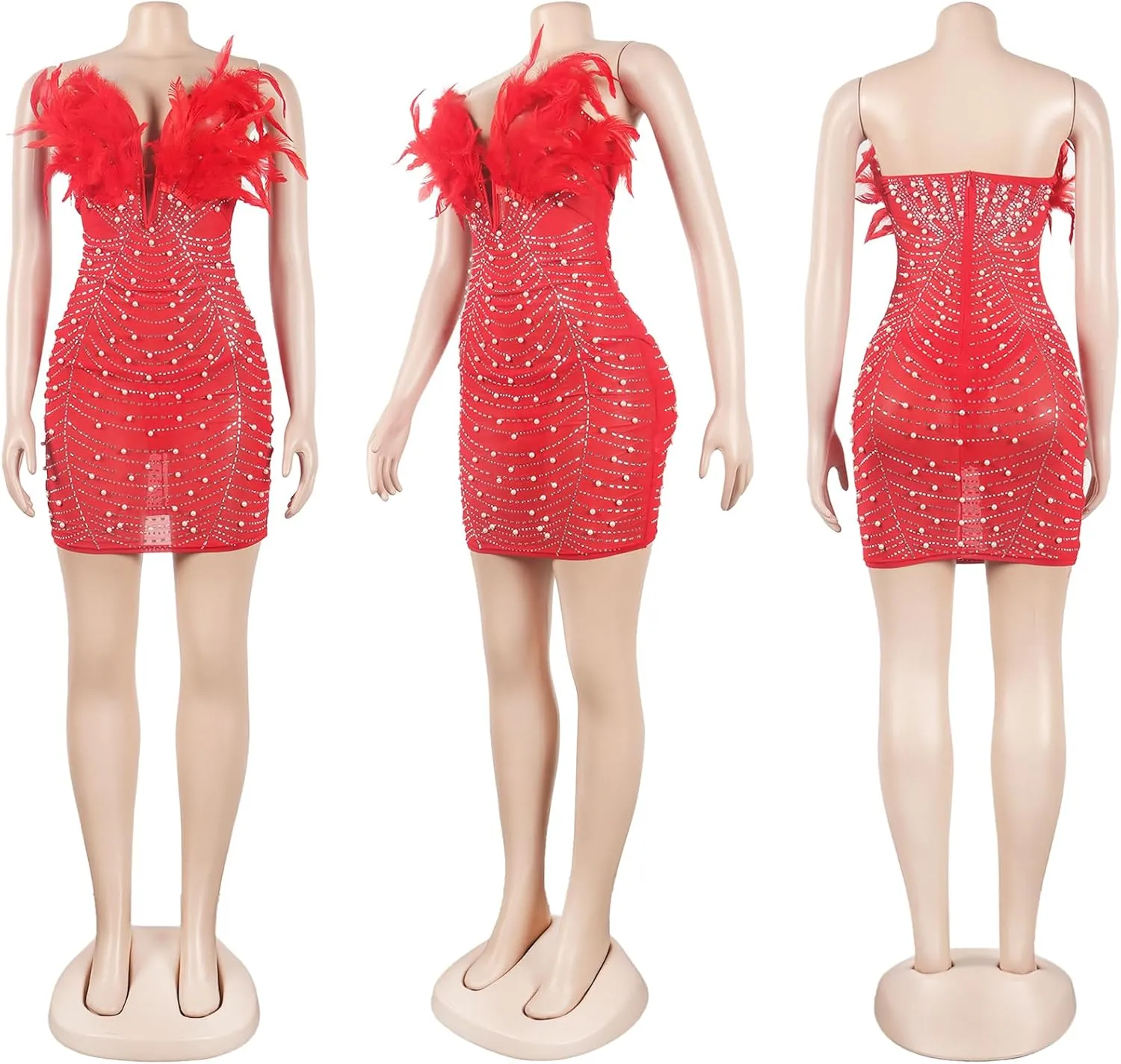 Nagfar Women Rhinestone Dresses Birthday Party Club Bling Birthday Outfits Sexy Dress for Women