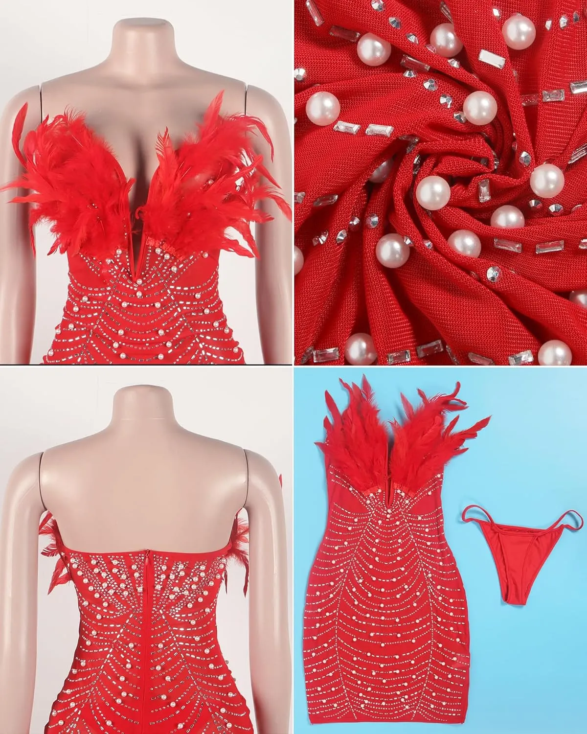 Nagfar Women Rhinestone Dresses Birthday Party Club Bling Birthday Outfits Sexy Dress for Women