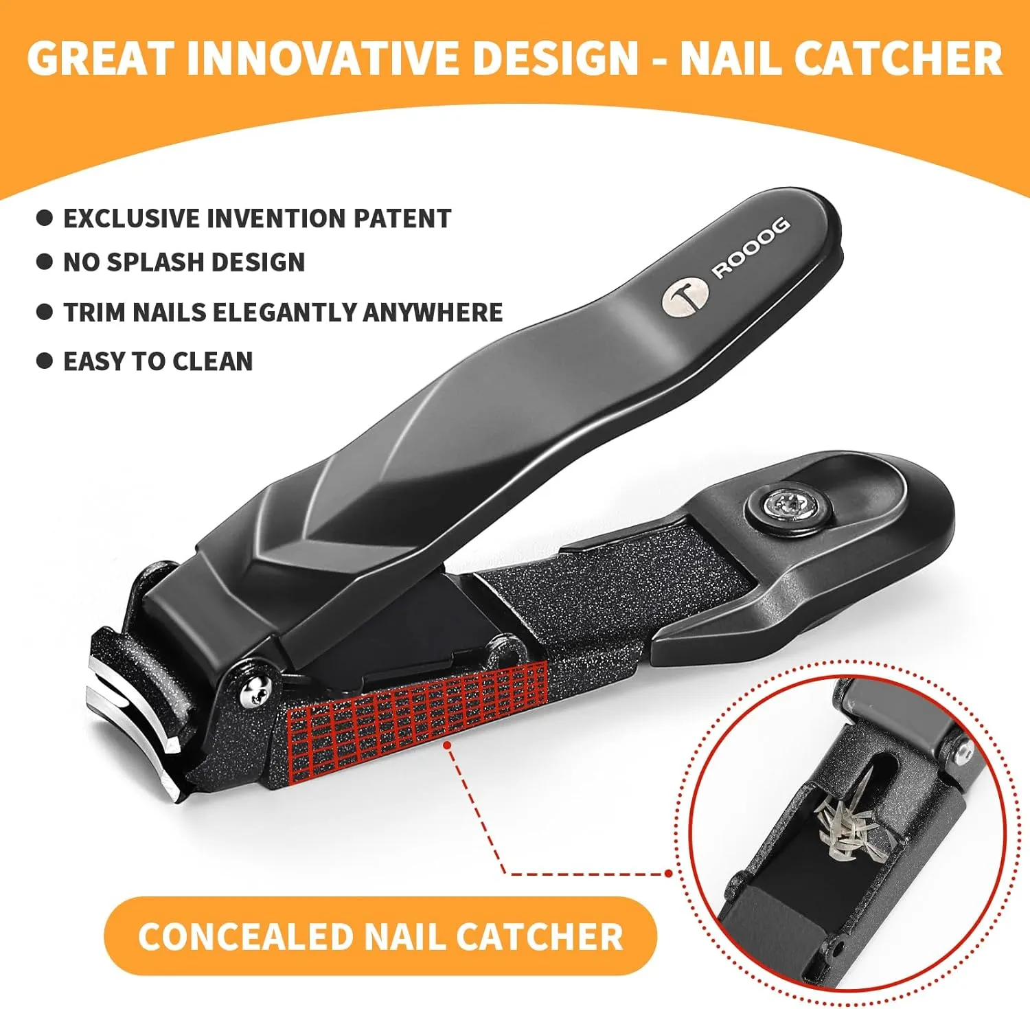 Nail Clippers for Men Women with Catcher,No Splash Ultra Sharp Professional Heavy Duty Nail Clipper,Adult Sturdy Fingernail Clipper and Toenail Clipper with Nano Nail File for Travel,Home,Gifts