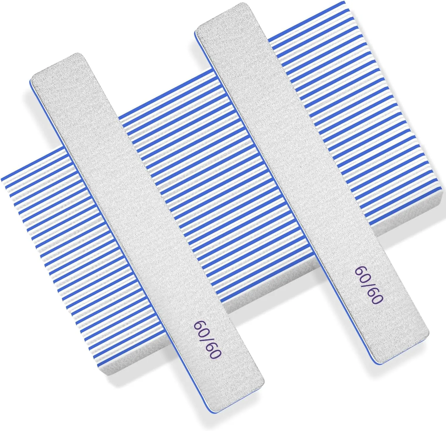 Nail Files 50pcs-Nail File 60/60 Grit for Acrylic Nails, Rough Nail Files Emery Boards for Artificial Nails, Fake Nails, Professional Double Sided Jumbo Zebra Nail File