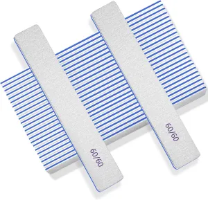 Nail Files 50pcs-Nail File 60/60 Grit for Acrylic Nails, Rough Nail Files Emery Boards for Artificial Nails, Fake Nails, Professional Double Sided Jumbo Zebra Nail File