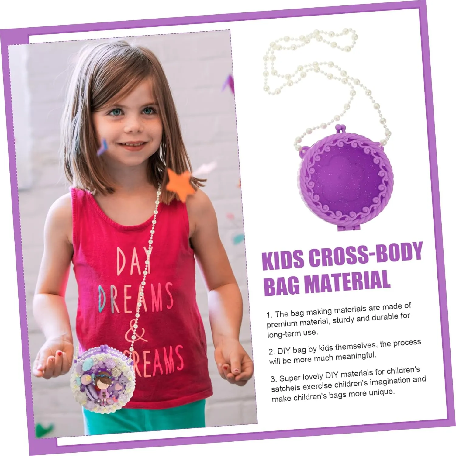 NAMOARLY DIY Shoulder Bag Material Kit Surprise Toys for Girls Boys and Girls Cross-Body Bag Making Supplies