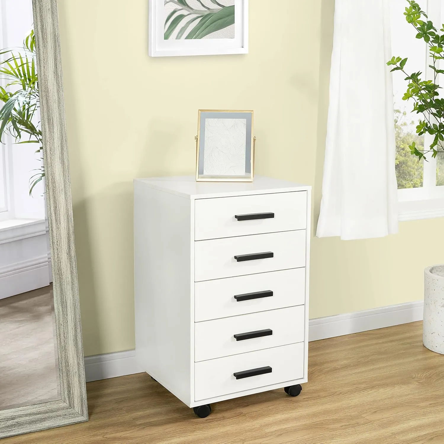 Naomi Home Parker 5 Drawer Office File Cabinet White