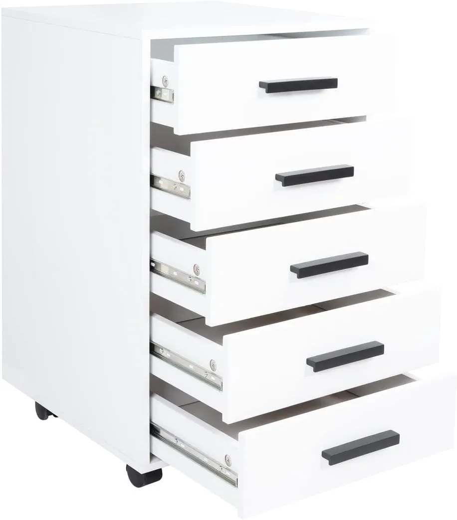 Naomi Home Parker 5 Drawer Office File Cabinet White