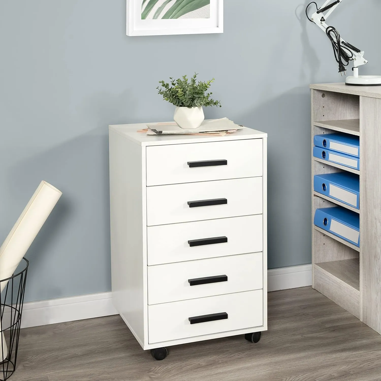 Naomi Home Parker 5 Drawer Office File Cabinet White